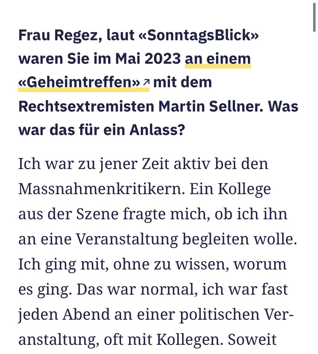 Kann mich jemand von der <a href="/jungesvp/">Junge SVP Schweiz</a> aufklären, welchen Massnahmen gegenüber Frau <a href="/sarah_regez/">Sarah Regez 💚</a> im Mai 2023 kritisch war?