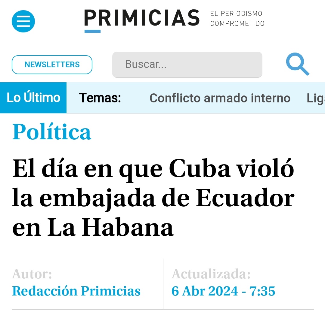 DESMIENTO la Fake News del medio ecucatoriano @Primicias para desviar la atención sobre el grave crimen perpetrado por orden del dictador ecuatoriano @DanielNoboaOk 🧵ABRO HILO para demostrar que CUBA NO INVADIÓ la Embajada de Ecuador en 1981 (lee hasta el final)