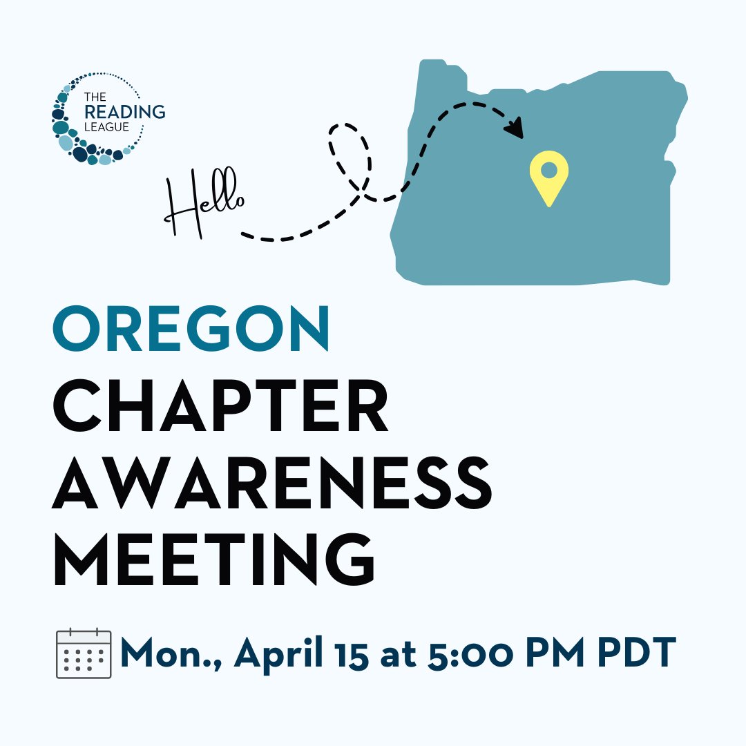 Hello, Oregon friends! Join us for an awareness meeting on Monday, April 15, at 5 pm PDT to meet the leaders of the Oregon chapter and learn more about how you can get involved with The Reading League at a local level. Register at: bit.ly/49uWu7s #SoR #ItTakesALeague