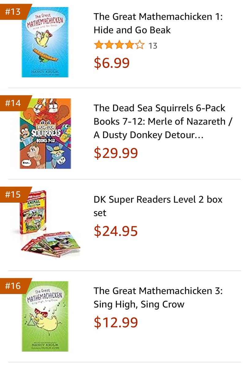 Two from the coop in the children’s intermediate readers top 20 on Amazon  at the same time! #TheGreatMathemachicken <a href="/chuckie346/">Charlie Alder</a> @pixelandinkbks #Onsalenow #STEM #Chickenjokes