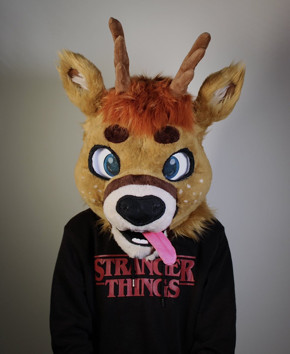 ContainCreature's tweet photo. Had the joy of bringing this deerlightful guy to life recently! 
Features 3 tongues, posable eyelids and removable antlers. Another successful little dude brought into the world by this mouse >:3 
#fursuit #FursuitsEveryday #furry https://t.co/p8CviNWA5M