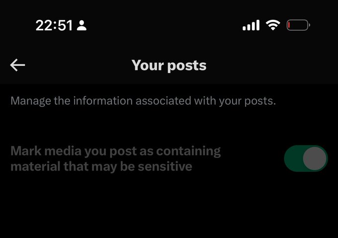 i can&rsquo;t toggle the sensitive content thing even tho i don&rsquo;t post p*rn on here anymore. do i need to make