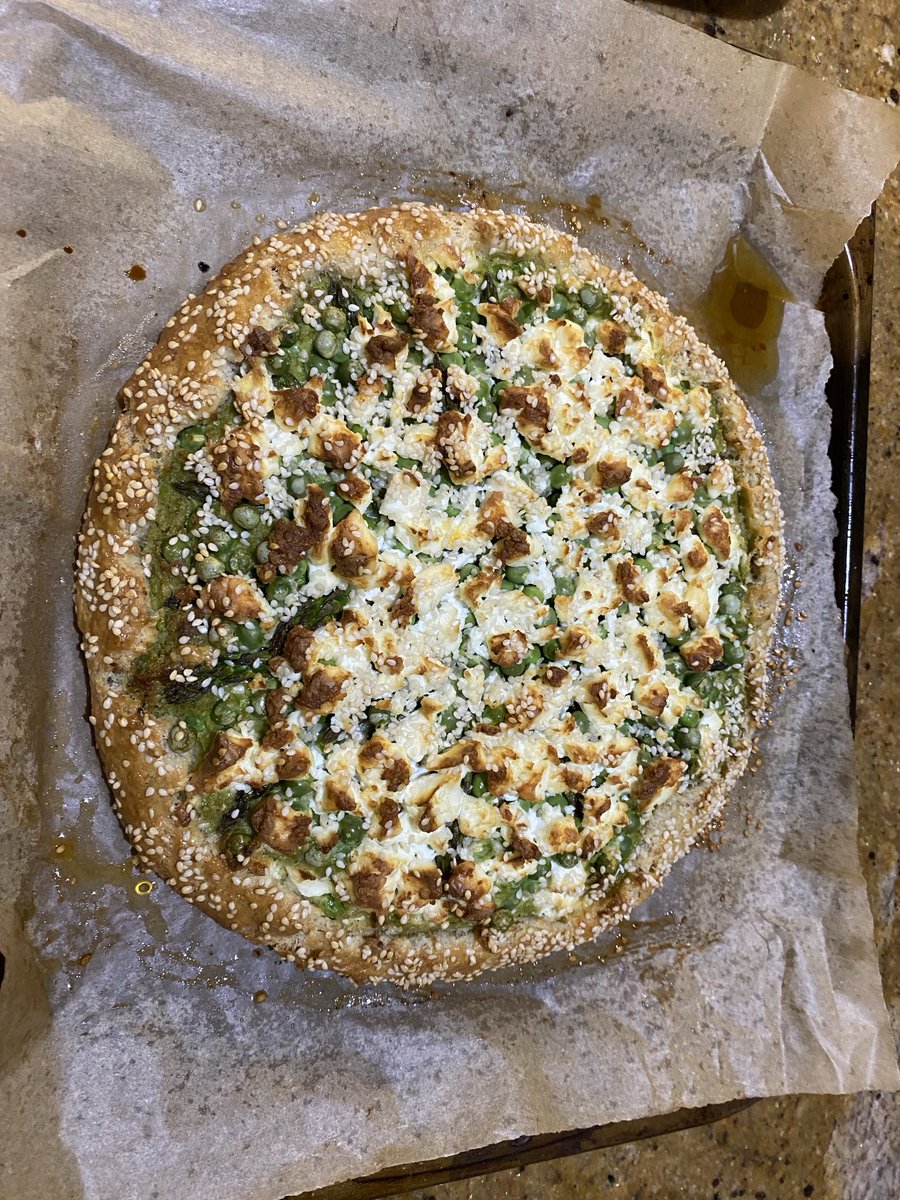 Pea and asparagus galette