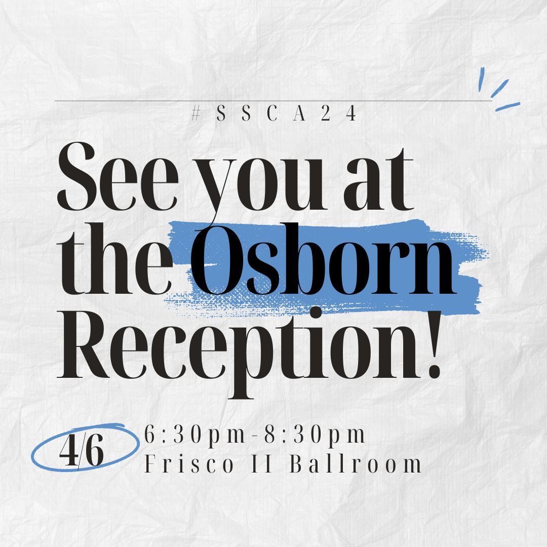 SSCA_COMM's tweet image. Head down to Frisco II from 6:30pm to 8:30pm for one of the can&apos;t-miss events of #SSCA24. Drs. Michael and Suzanne Osborn are the gracious hosts and sponsors of this special Saturday reception at SSCA every year, and trust us, you want to be there!