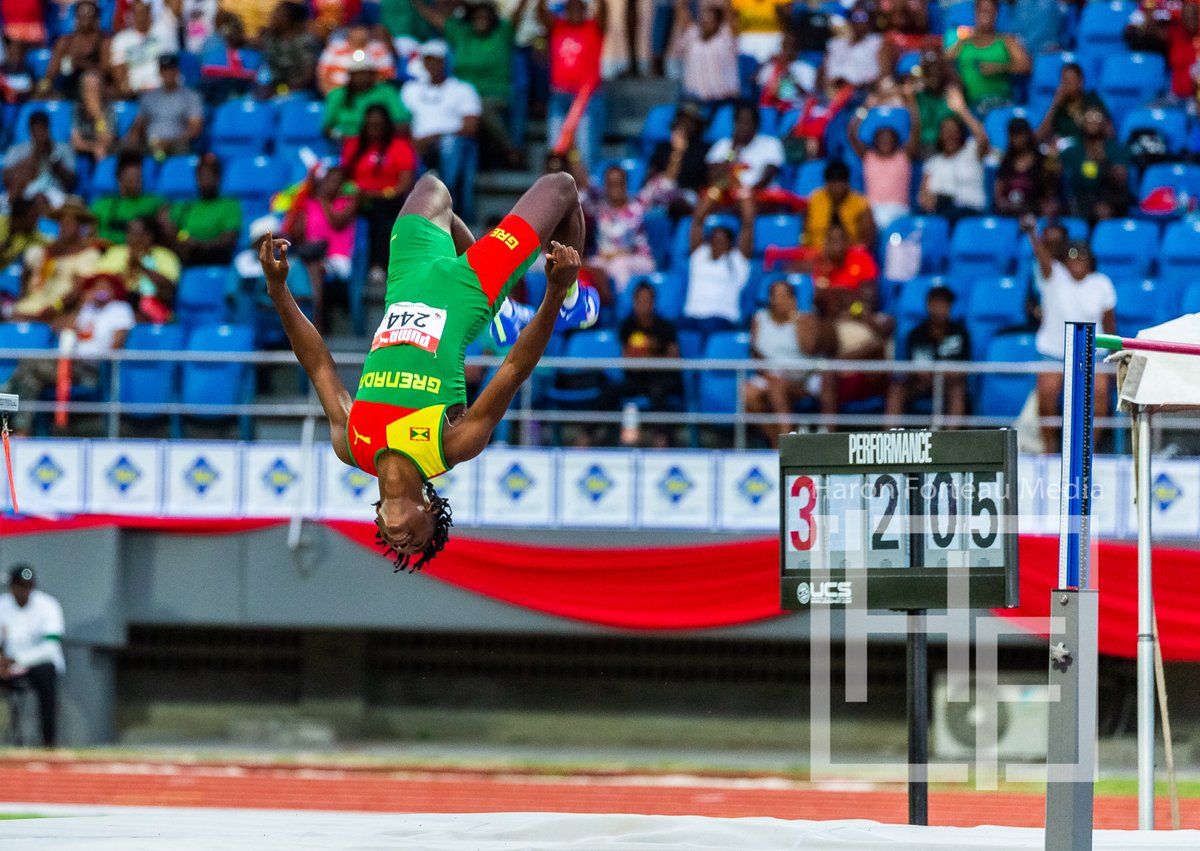 haron_f's tweet photo. Timothy Greenidge Backflips after Clearing 2.05m to secure the Silver medal Position in the Boys High Jump Under 20 competition at the 2024 Carifta Games #grenada #hfmedia https://t.co/EPXmzezfyC
