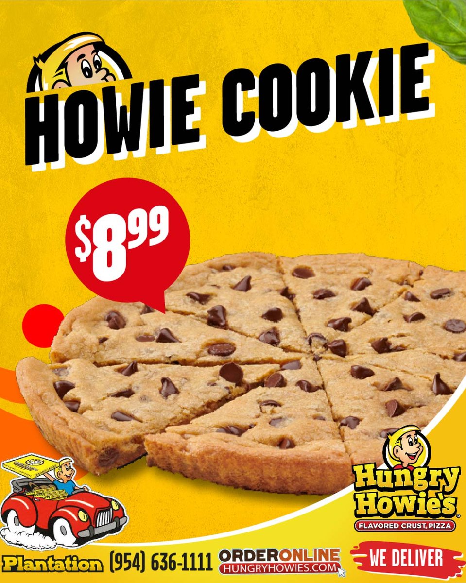 Sweet surprises await! Get a free Howie Cookie with your pizza order – because dessert is always a good idea. 🍕🍪 #SweetSurprise