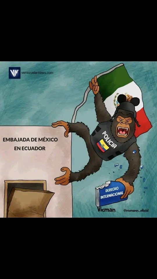 La violación de la embajada de #México en #Ecuador es un acto fascista de extrema gravedad que atenta contra las relaciones diplomáticas y el derecho internacional. Vergüenza @lopezobrador_ @CubaMINREX @GobiernoMX @GobCDMX @ONU_es @antonioguterres