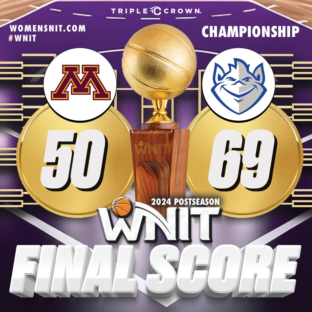 FINAL | Kyla McMakin scores 20 points, Peyton Kennedy rings up 19 points as <a href="/SaintLouisWBB/">Saint Louis WBB</a> storms past <a href="/GopherWBB/">Minnesota Women's Basketball</a> to take home the championship trophy from the 2024 Postseason #WNIT