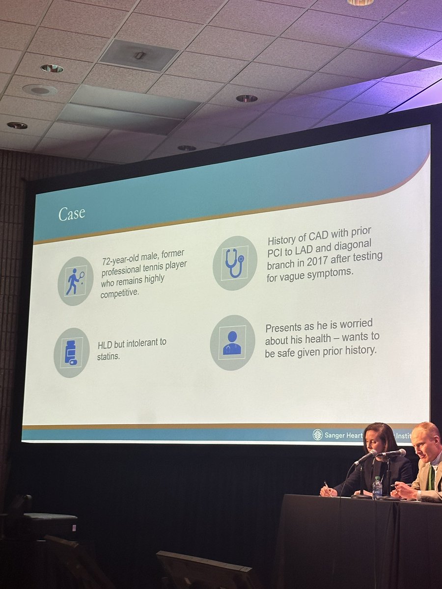 Dr. @DermotPhelanMD at #ACC24 sheds light on a critical question in sports cardiology: To stent or not to stent an asymptomatic athlete? 🤔 ⏩The case: a 72-year-old former pro tennis player, asymptomatic but with a concerning positive stress test.