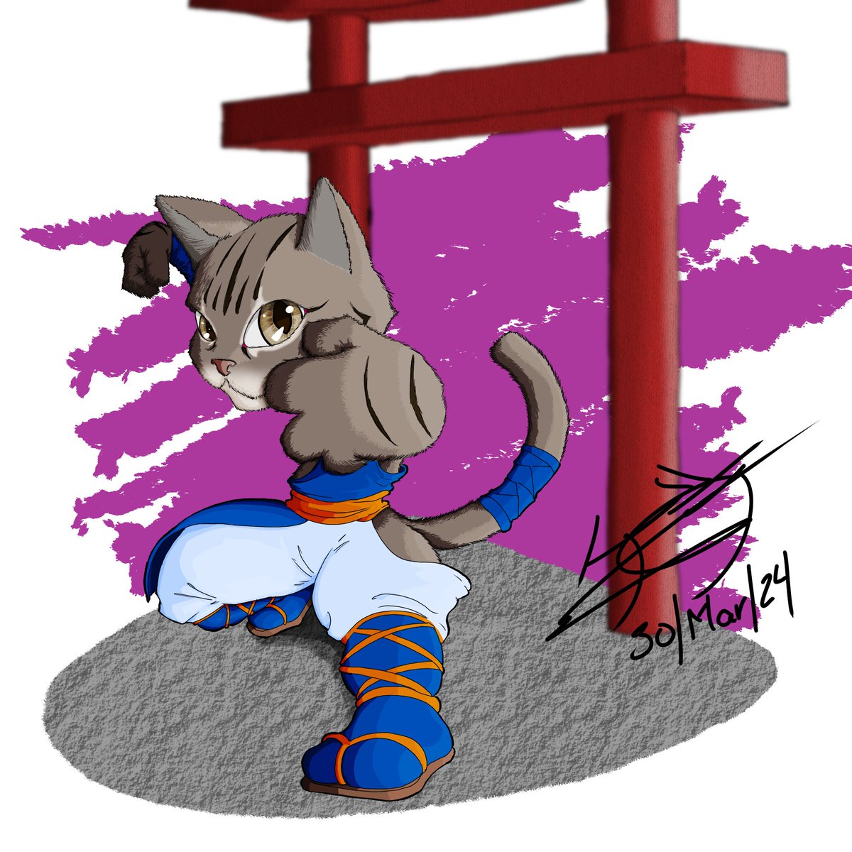 BlackDragonK's tweet photo. My colaboration for #characterdesignchallenge for March. #clipstudiopaint #digitalart #drawing #cat https://t.co/JG9ni1zIFs