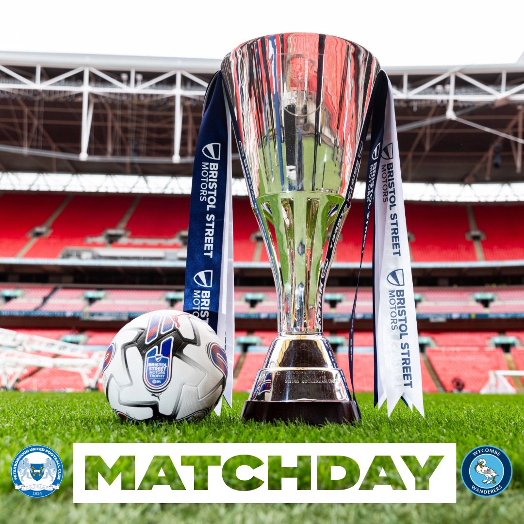 ⚽️ MATCHDAY! It's the Bristol Street Motors Trophy at Wembley Stadium. Peterborough United vs Wycombe Wanderers. Give it all you've got, boys.