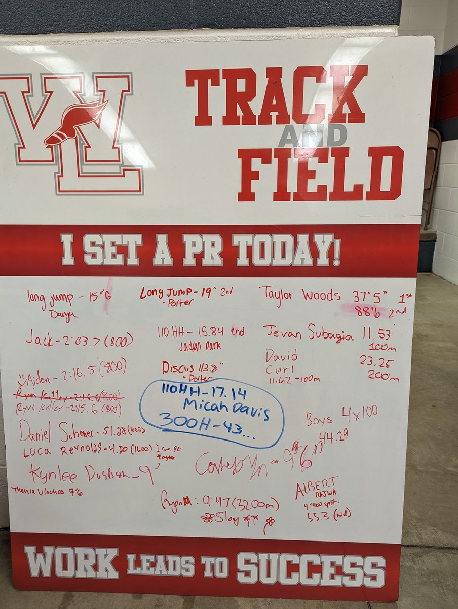 Great first meet today from both teams! We completely filled our PR board!