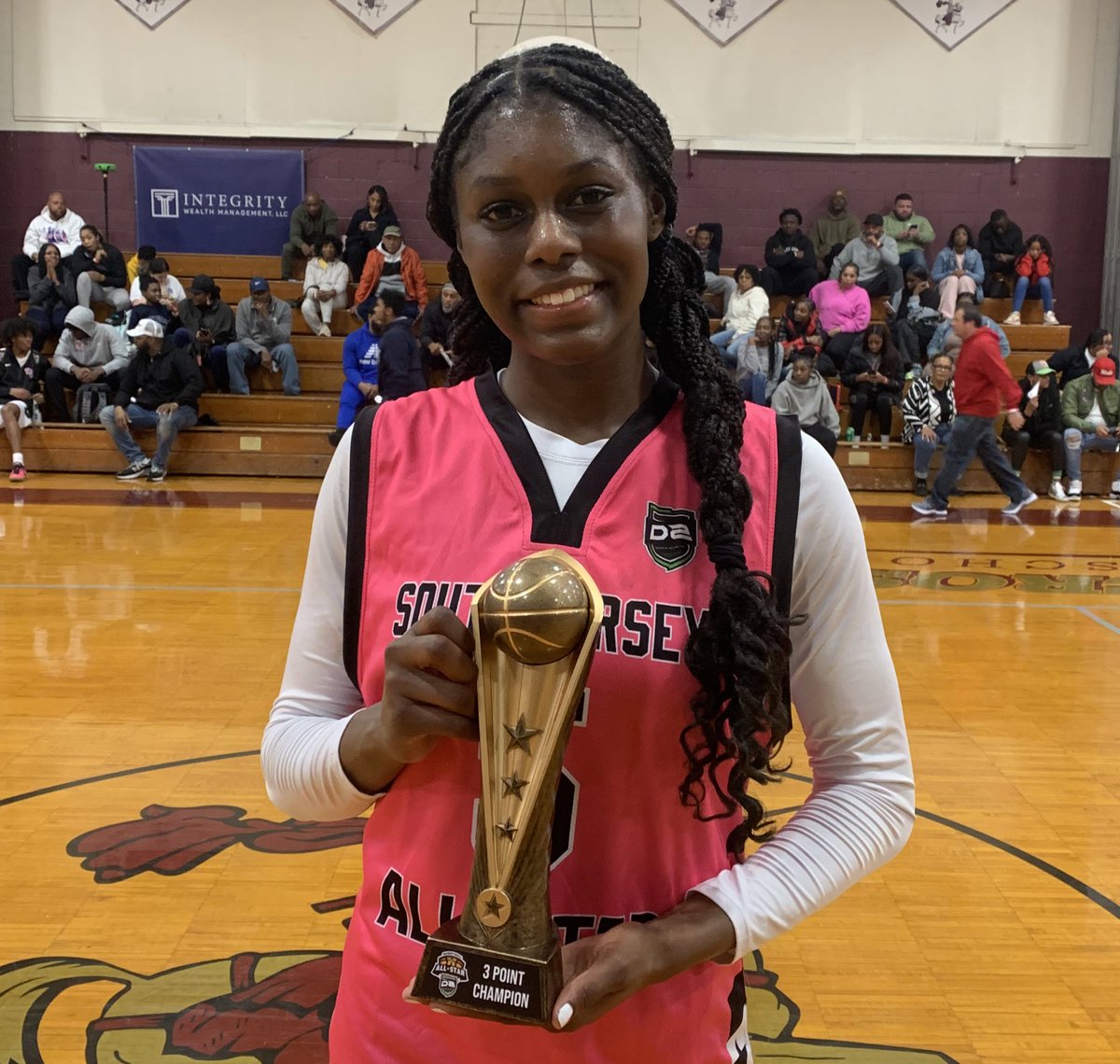 2026 @gcladyramsbball wing Jahzara Green won the first annual D2 Sports Network 3-point contest. The 2023-24 @SJSportsZone All-South Jersey Second Team selection averaged 17.9 points per game this season for the Tri-County Conference Tournament champions. @SJSportsZone 🏀