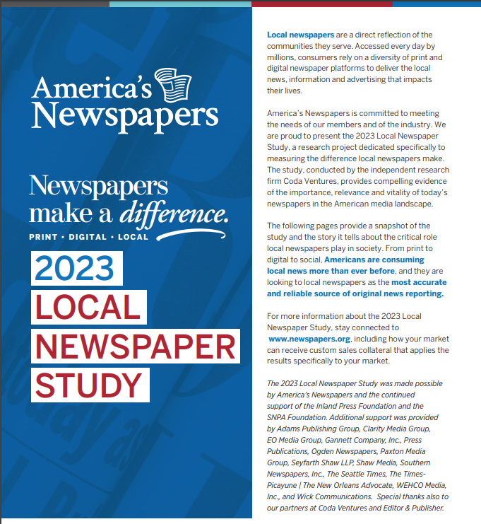 America's Newspapers. Te comparto los resultados del Estudio de periódicos locales 2023, el primer proyecto de investigación de los Estados Unidos dedicado a cómo los lectores consumen noticias y publicidad locales 👉 cdn4.creativecirclemedia.com/newspapers/fil…
