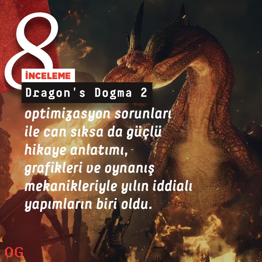 Dragon’s Dogma 2 - İnceleme ⚡️8,0 

🐉 Dragon's Dogma 2, optimizasyon sorunları ile can sıksa da güçlü hikaye anlatımı, grafikleri ve oynanış mekanikleriyle yılın iddialı yapımların biri oldu.

🔸 oyungunlugu.com/inceleme/drago…

#DragonsDogma2 #OyunGünlüğü