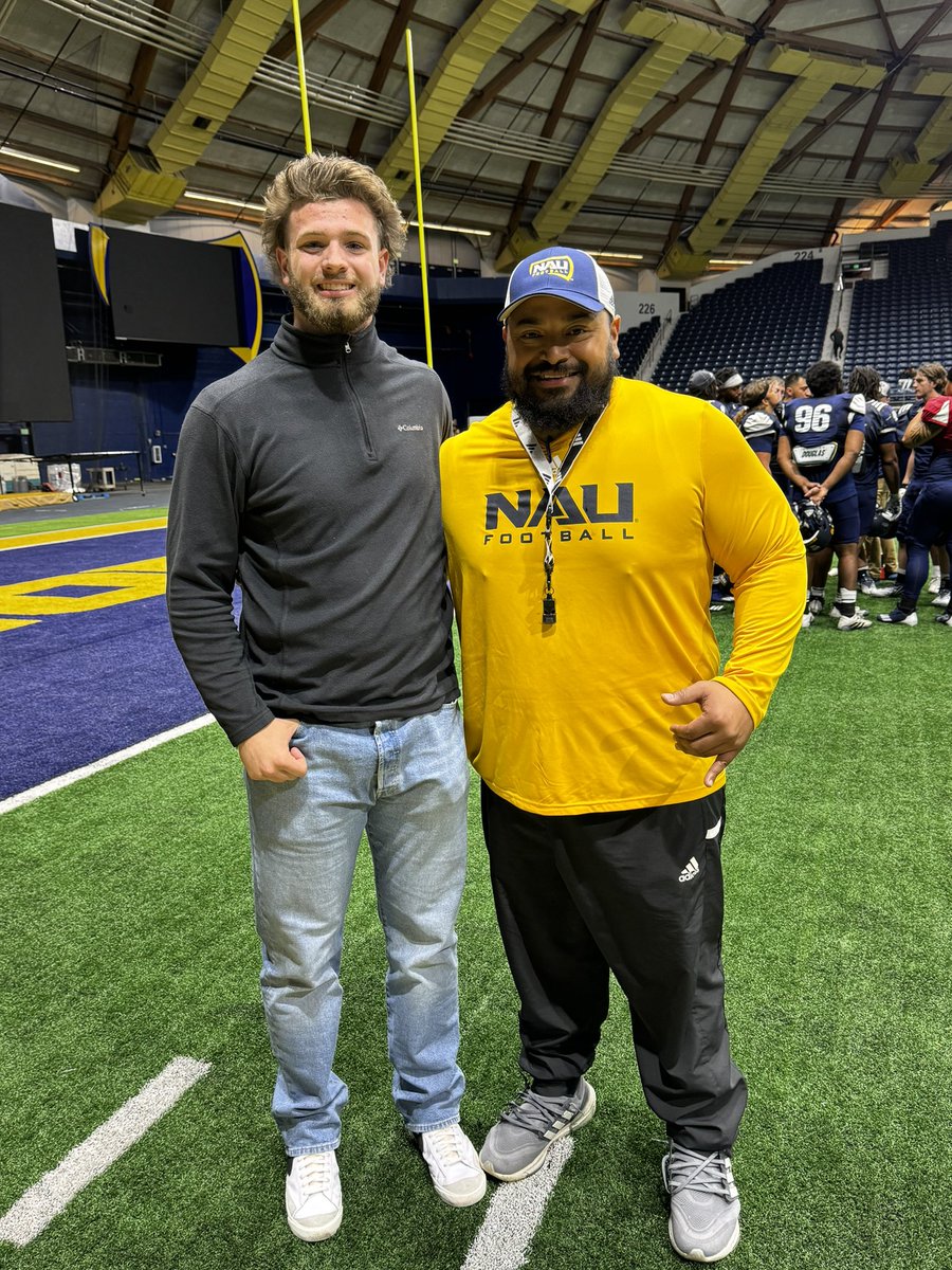 Had an amazing time @NAU_Football this morning! Thank you @CoachAdamClark for inviting me out. Loved the campus, and the coaching staff. Thank you @Coach_TUI and @Coachbwright4 for taking the time to talk with me! @Coach_Ramer @chaparralpumafb @KOBrosRecruits