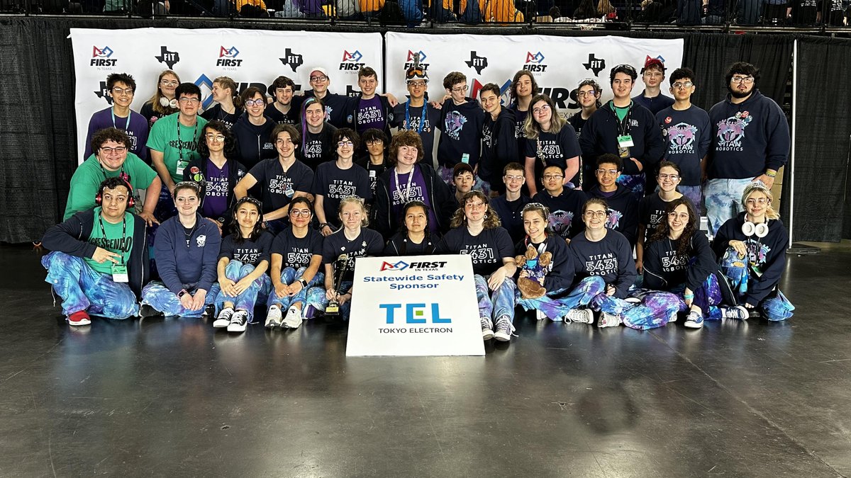 Congratulations to our FIRST in Texas State Championship Safety Award winners, teams 5431 and 1477! Thank you, TEL, for being a great safety sponsor throughout the season! #safety #winner #TEL #tokyoelectron #firstintexas #frc