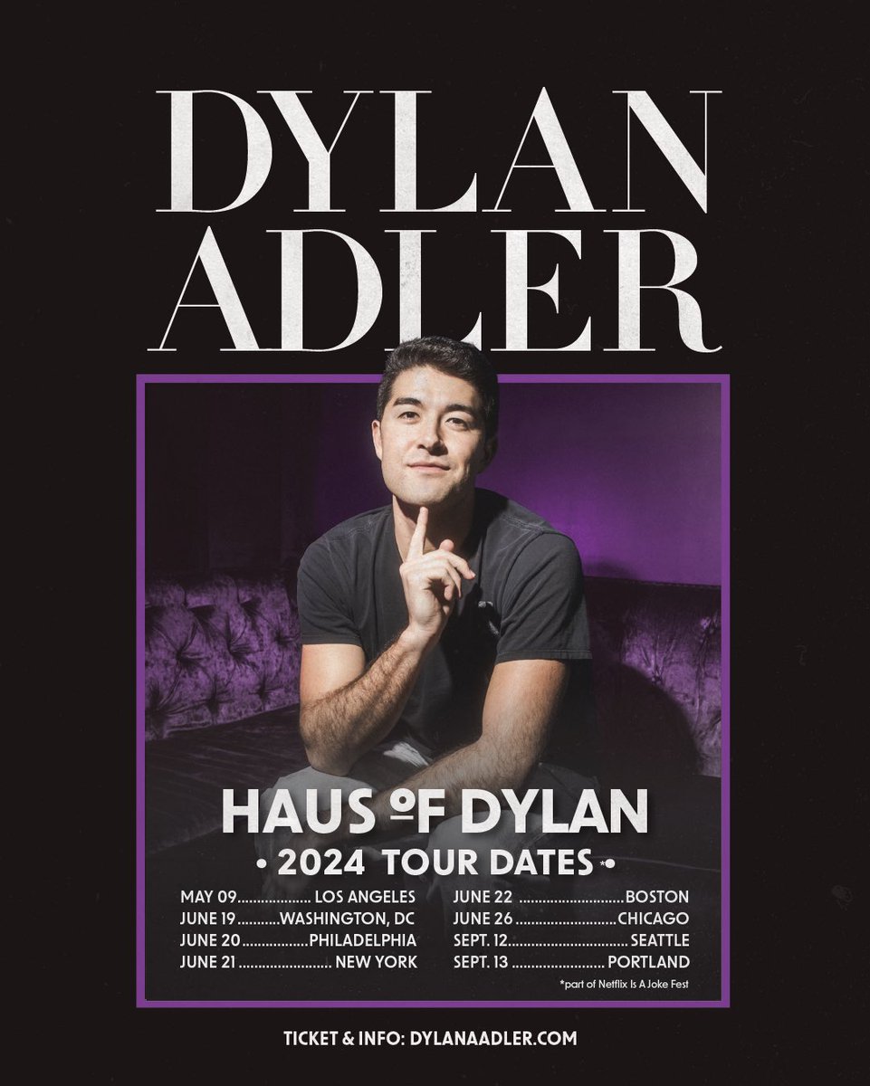 I’m going on tour! I can’t wait to perform my hour this summer. Get your tickets right here 👇🏼👇🏼😊
dylanaadler.com/shows