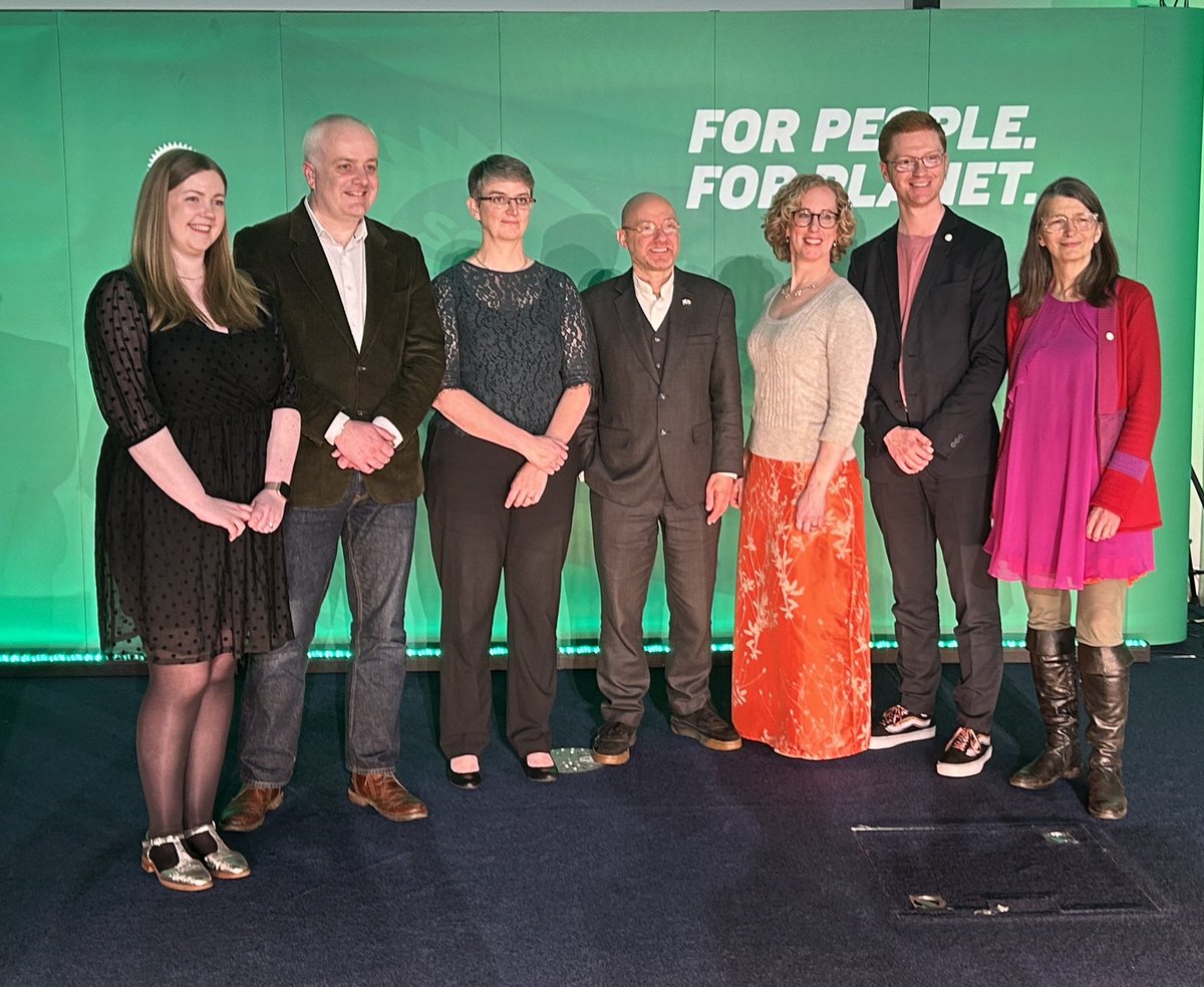 Green dream team of MSPs at #SGPConf in Edinburgh today 👇 🌱 Scottish Greens will always work to champion people and planet - so in the lead up to a UK General Election, having @scottishgreens on the ballot is going to be crucial to giving climate action a voice 🗳️