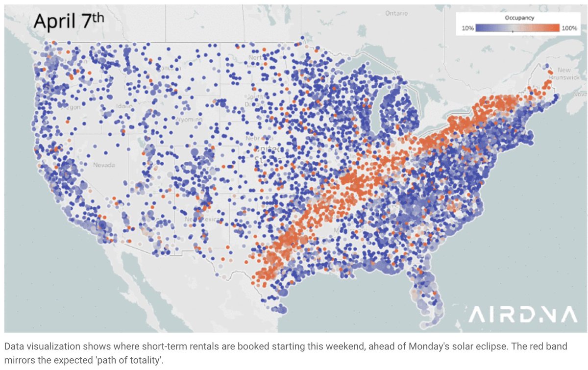 #Dataviz map shows fully booked airbnbs along the solar #eclipse path of totality newsweek.com/solar-eclipse-…