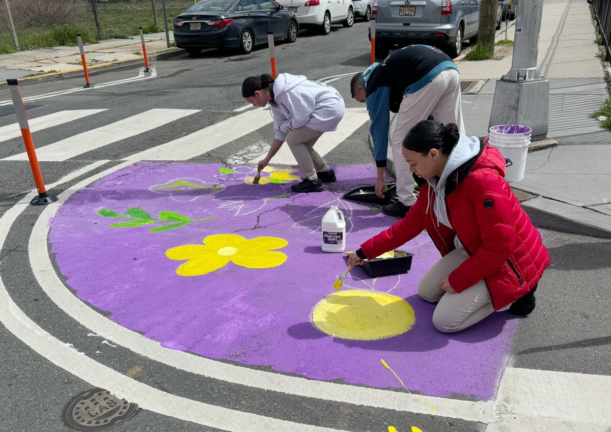 To improve traffic & pedestrian safety, the JC Dept of Infrastructure held a Traffic Calming Pop-Up Event along Monticello on the Westside. Areas were painted with the help of the community to allow safer crossings at the intersections between Fairview & Fairmont Ave. #visionzero