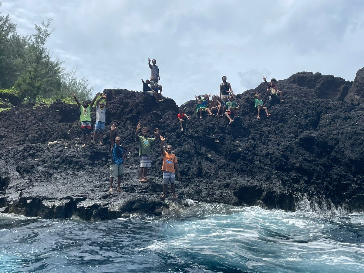 Merelava island. One of the remotest communities in Vanuatu. Locals build homes and gardens dug into the steep slopes of the dormant volcano. Tricky sea landings and any approach is timed with the swells. They have not had a trained health worker posted here for the last 6 years.
