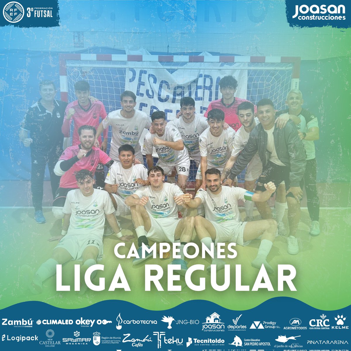 CFS_Pinatar's tweet image. 🏆 ¡𝐂𝐚𝐦𝐩𝐞𝐨𝐧𝐞𝐬 𝐝𝐞 𝐥𝐢𝐠𝐚 𝐫𝐞𝐠𝐮𝐥𝐚𝐫! 🥇

😍 El Joasan Construcciones CFS Pinatar, campeón de la liga regular del G. XIII de 3ª Div. gracias a su victoria por 1-6 ante CD Puerto FS y la derrota del Blanca.

¡Enhorabuena! ¡Seguimos! 👏🏼💪🏼

#GoPinatar #CFSFactory 💙💚