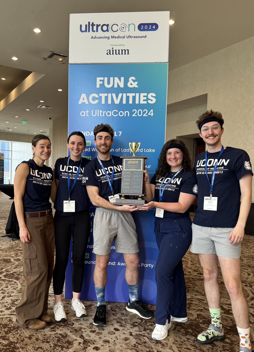 UConn won Sonoslam at Ultracon!! Strong competition, so much fun to watch. Congrats Dustin, Julia, Ryan, and Taylor!! #POCUS #ultrasound #MedEd #ultracon #emergencymedicine #medicalstudent