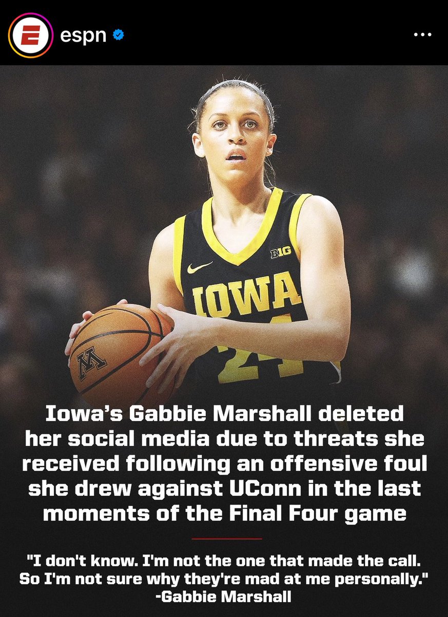 No athlete deserves death threats no matter what takes place on the court. Whether it’s Angel Reese, Gabbie Marshall or anyone else. And anyone justifying this is just a disgusting human being period.
