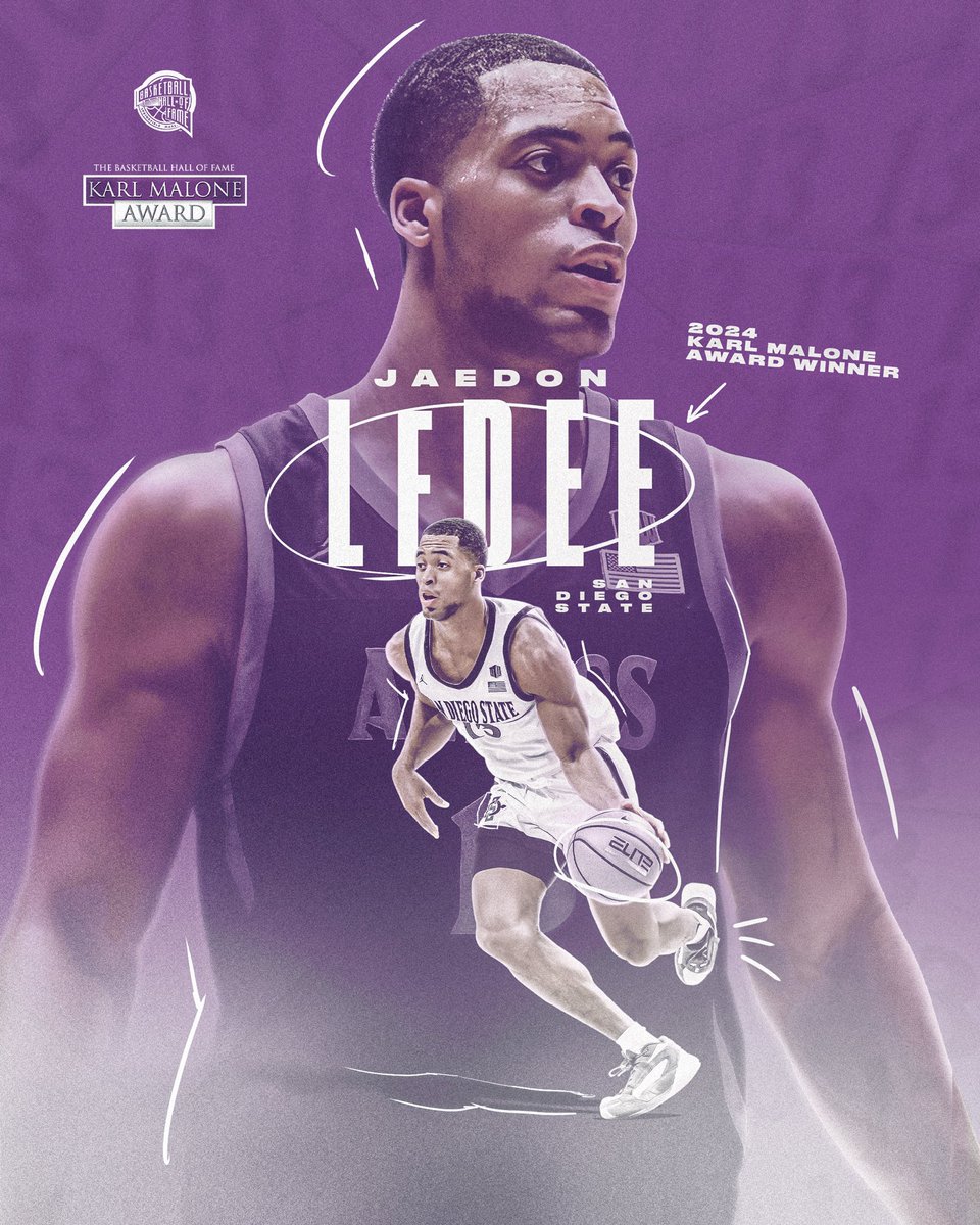 University of Hoophall (@hoophallu) on Twitter photo The Naismith Basketball Hall of Fame congratulates <a href="/Aztec_MBB/">San Diego State Men's Basketball</a> power forward Jaedon LeDee on winning the 2024 Karl Malone Award! 🏆
#MaloneAward | #HoophallU The Naismith Basketball Hall of Fame congratulates <a href="/Aztec_MBB/">San Diego State Men's Basketball</a> power forward Jaedon LeDee on winning the 2024 Karl Malone Award! 🏆
#MaloneAward | #HoophallU