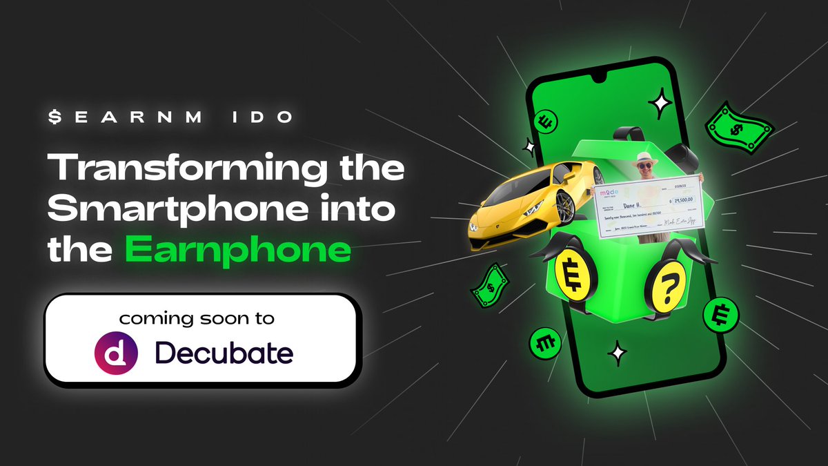 We are hyped to announce that $EARNM is launching its token IDO on @Decubate ⭐️ The Decubate team was very impressed with the scale we already had achieved, transforming MILLIONS of smartphones into EarnPhones🤳💸 The flexibility of fractal-box protocol & our deflationary…