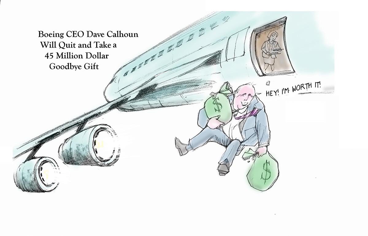 Boeing is committing slow motion corporate suicide by refusing to increase aviation experts, and reduce financial engineers on its board. And then there's this outrage, captured smartly by cartoonist @JeffDanziger: