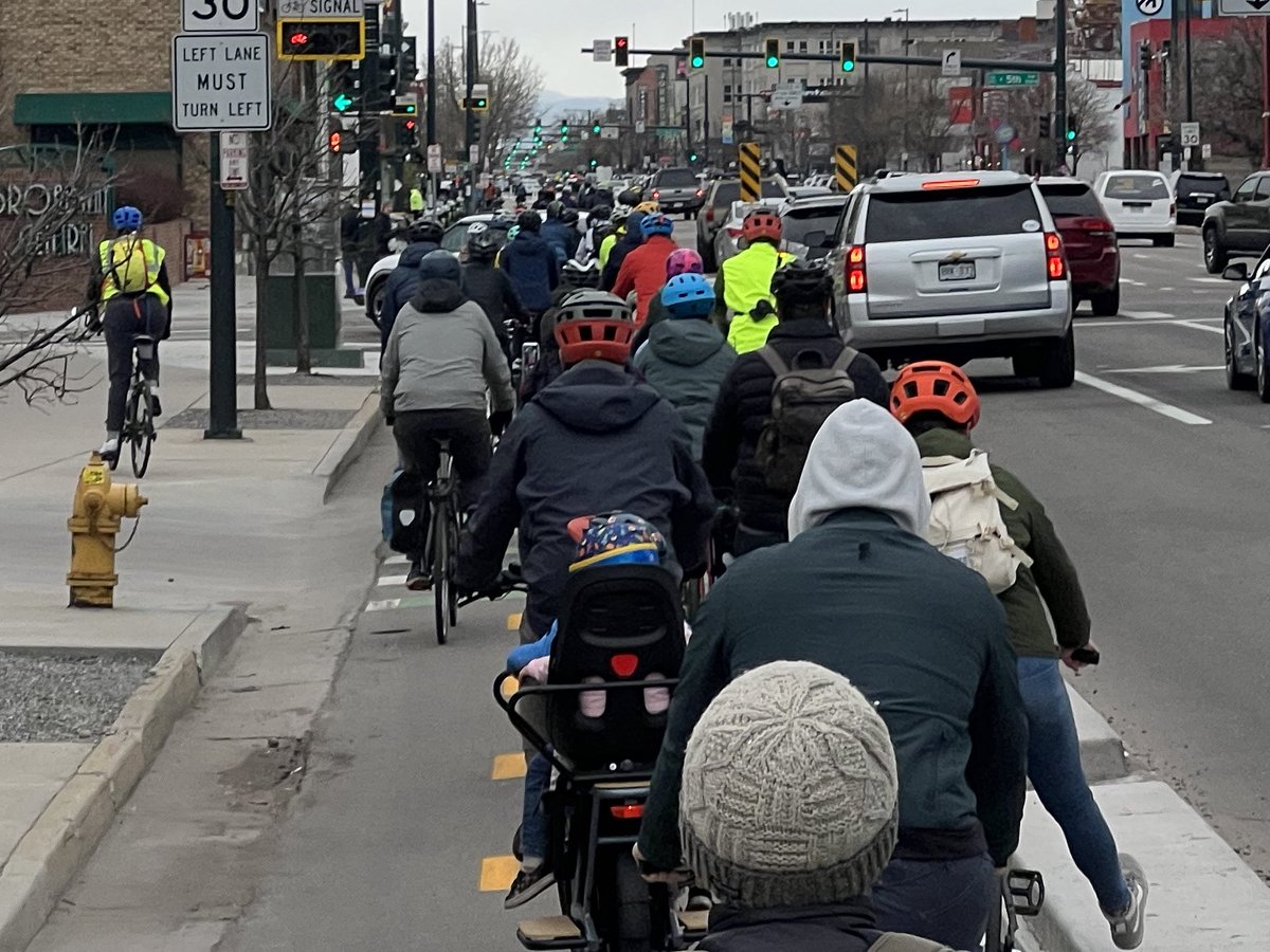Thank you to everyone from #BikeDEN that came out today to celebrate the new Broadway Bike Lane.