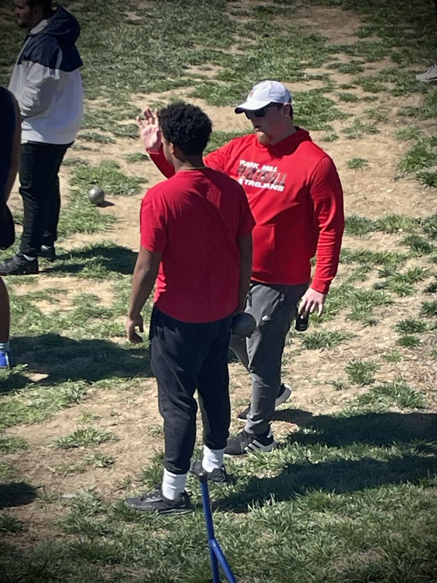 Shout out to @PH_Track coaches, esp @CoachReiterFB, my son @JonahWere1’s shotput coach, for investing in and teaching our young men and women. Had to capture THIS moment. #parkhillproud #coachesarementors #StudentAthletes