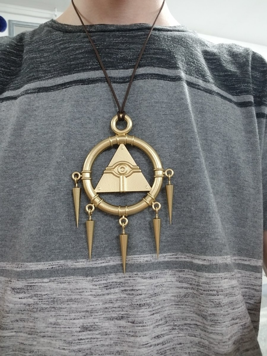 ProfanedG's tweet image. Last week I went to a yugioh locals after not playing for 7 or 8 years. Lost every match (4 of them iirc). This week I won 2/3 matches, and wore this. (3d printed)