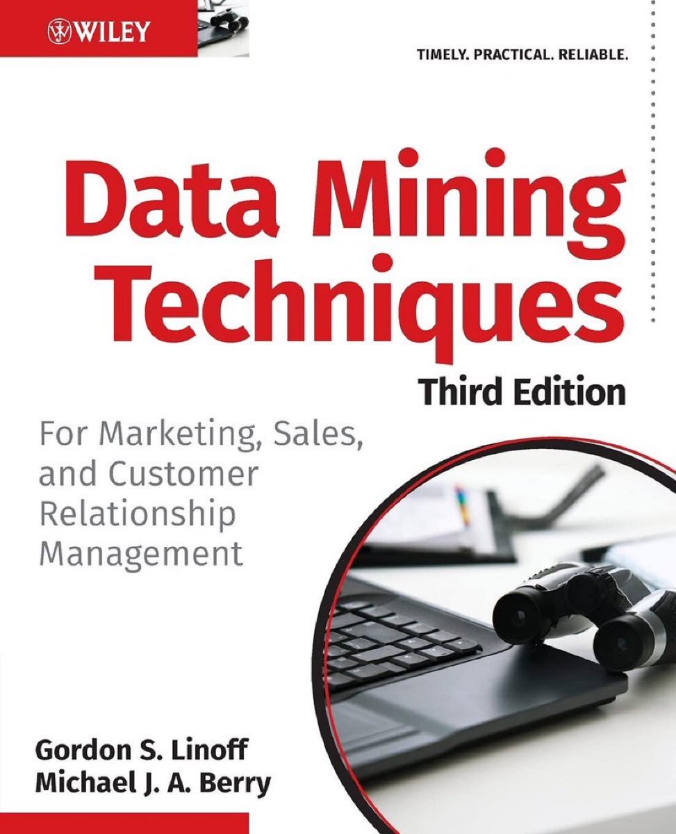 See the #Algorithms of #DataScience and #MachineLearning in real business application contexts in this impressively educational book:

#DataMining Techniques for #Marketing, Sales and #CRM [3rd Ed.]: amzn.to/2CzPkCR
—————
#BusinessAnalytics #Martech #CX #AI #DataAnalytics