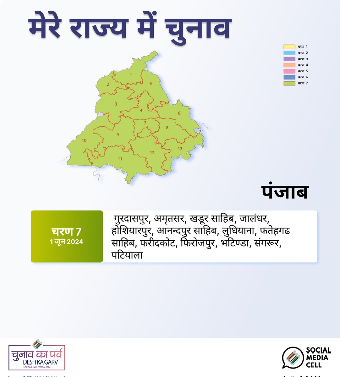 CBCJalandhar's tweet photo. #LokSabhaElections2024 in #Punjab #Chandigarh &amp; #HimachalPradesh

Date for #GeneralElections2024 here is June 1. 

Check your #ParliamentaryConstituencies in the images 👇.

#DoNotForgetToVote #IVote4Sure 🙋

#ChunavKaParv #DeshKaGarv 

@TheCEOPunjab @ceochandigarh @hpelection https://t.co/KQV9ul4iXC