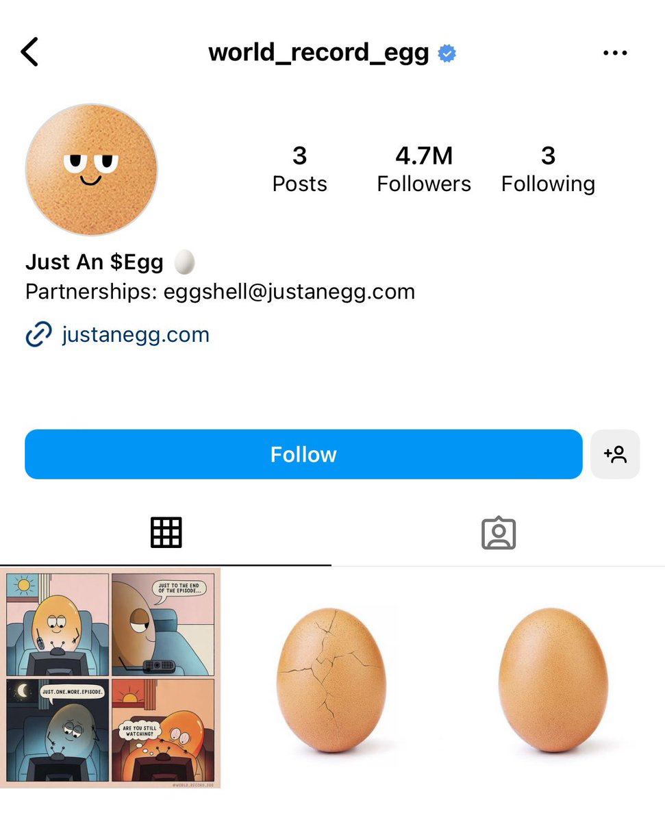 Let’s talk about this $EGG coin 

Maybe on the surface it’s just an egg. 

But it seems like a new team has taken over, actually did pay $1 million dollars for the egg instagram page with 4.7 Million followers (on chain proof of this purchase) and have big plans for it.

I posted
