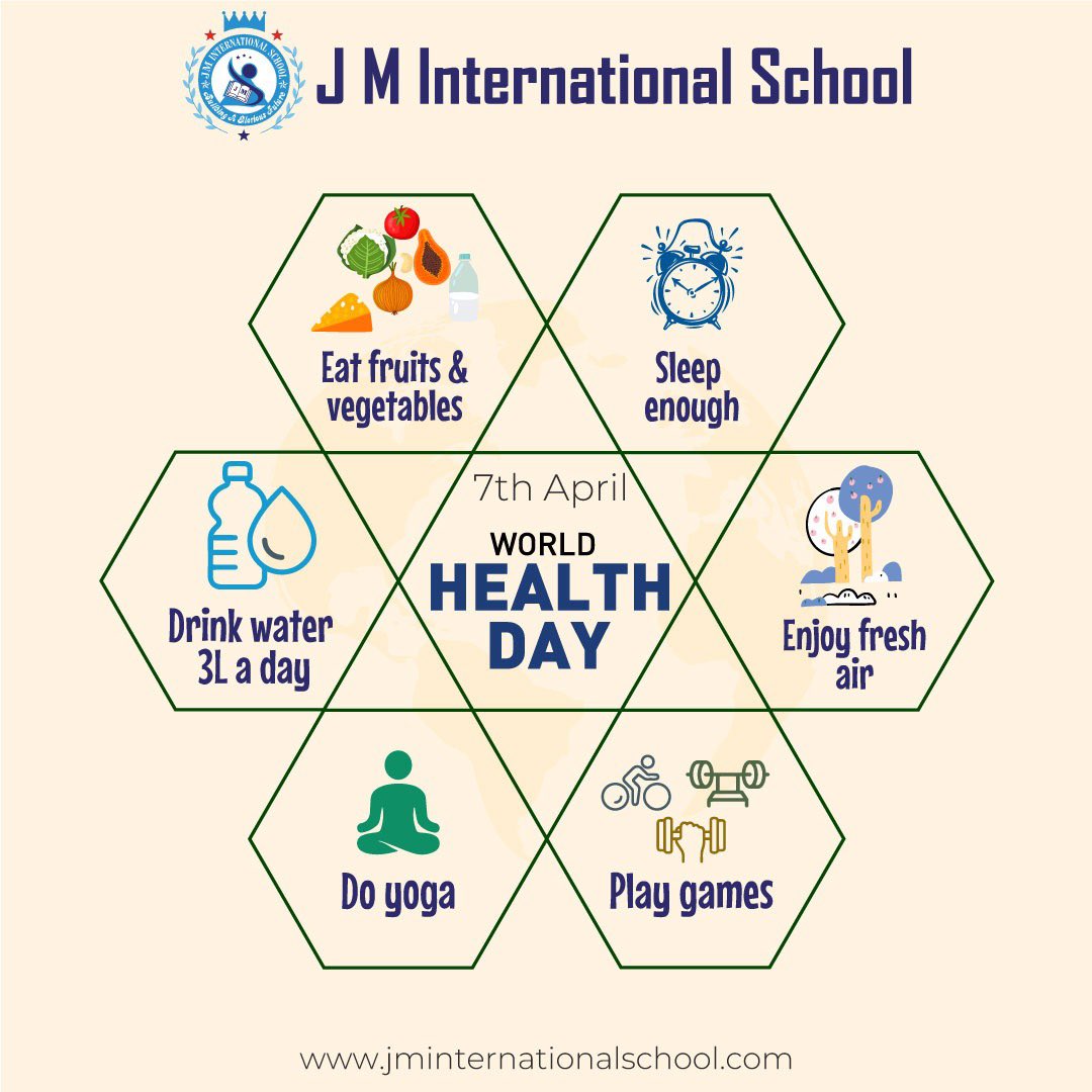 On World Health Day, let’s pledge to make healthier choices every day. From eating more greens to taking those extra steps, every little bit counts.

#JMIS #JMInternationalSchool #StepIntoHealth #WorldHealthDay2024 #WalkTowardsWellness #HealthySteps #UpliftingWellness