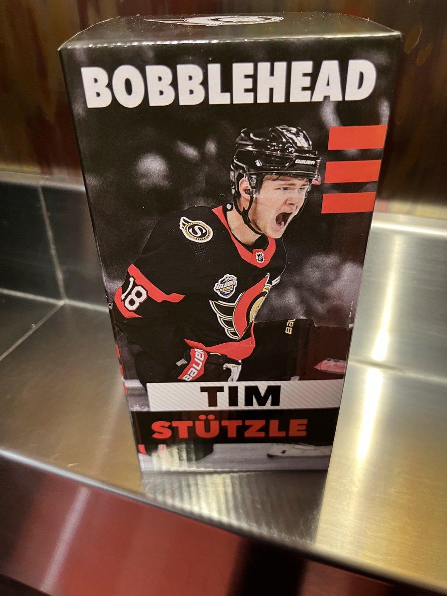 It’s a shame that the Bobblehead guy won’t be in the lineup tonight due to an injury. But Tim Stützle will be there in face and spirit. #sens