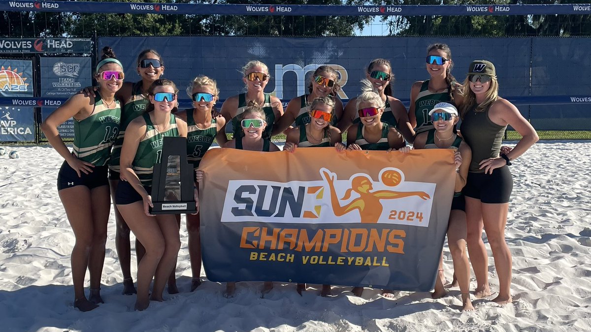 The 2024 Sun Conference Tournament CHAMPIONS, @webberbeachvb 👑💍 WIU defeats Ave Maria 3-1 to go undefeated in the tournament and claim the title!