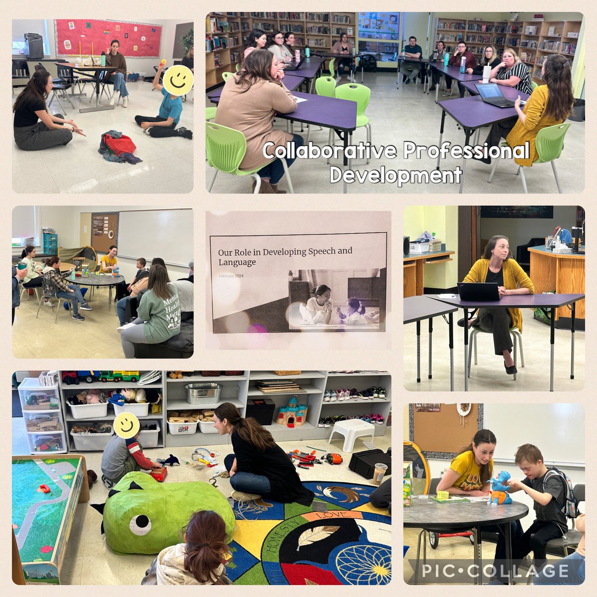 In March we collaborated with our SLP, to provide PD geared to our EAs, the students they work with, &amp; their specific communication goals. This included pre-teaching, strategic scheduling of sessions with students, &amp; follow up discussion. A little creativity &amp; lots of learning!