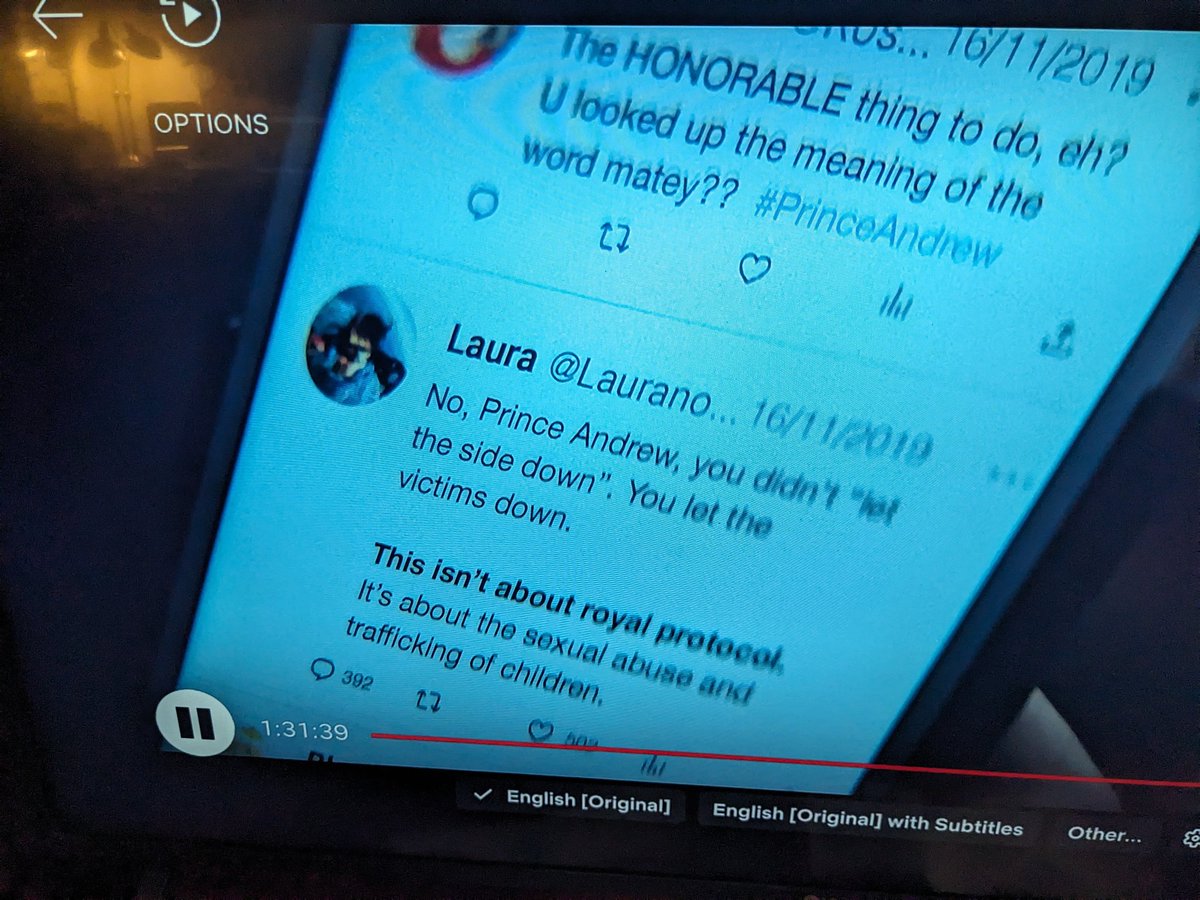 My @netflix cameo in SCOOP ! 😂 My tweets were worded more strongly as I recall... £12million pay off = guiltly. He's portrayed gently - Andy is way worse in real life. I've seen the vile w@nker in action with my own eyes, awful @GillianA @BBCNewsnight #ScoopNetflix #randyandy