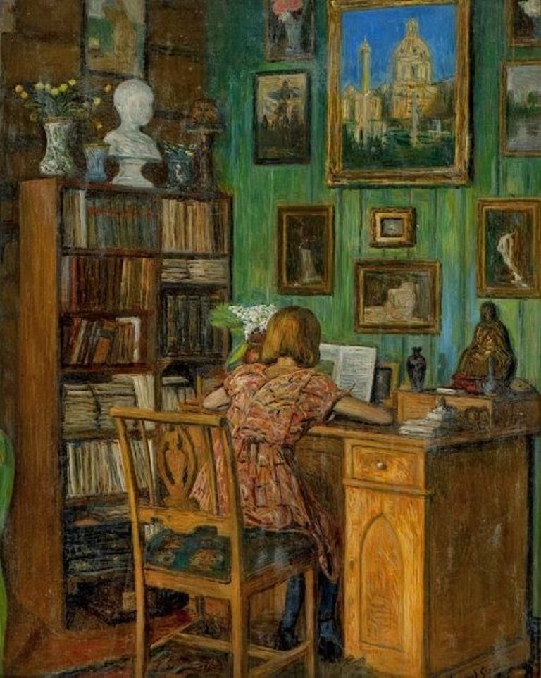 I'm sorry for the late reply. Thank you🤗
@anne_camozzi 🦋

Interior with reading girl
🖌#SigmundSinding 1875 1936