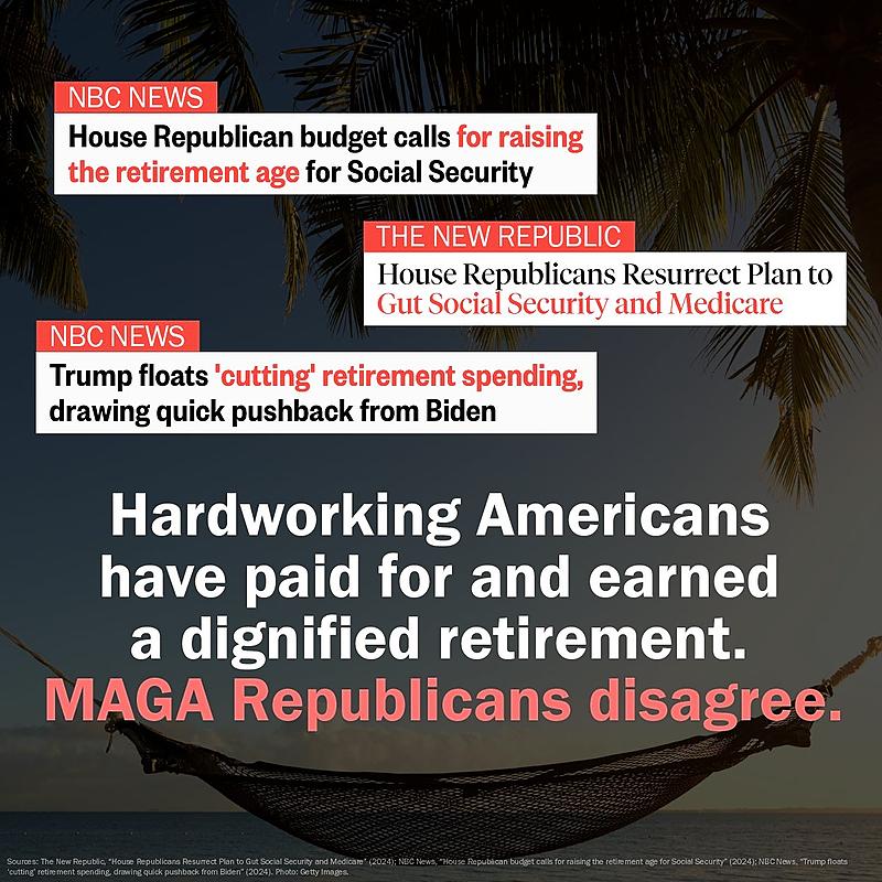 Americans work hard for their benefits. MAGA thinks you don't deserve it & the program should be cut to help fund tax breaks for the rich. It's time to remind them how wrong they are this November. VOTE THEM ALL OUT. #BidenHarris4More