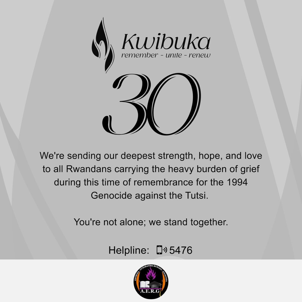 We’re sending our deepest strength, hope and love to all Rwandans carrying the heavy burden of grief during this time of remembrance for the 1994 Genocide against the Tutsi.

You’re not alone, we stand together.

#kwibuka30