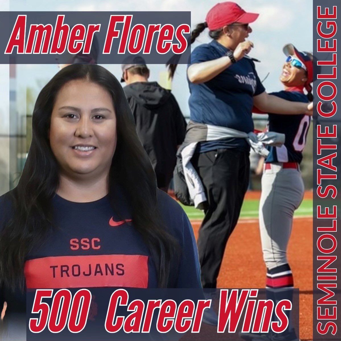Congratulations to Seminole State College Softball Coach Amber Flores on her 500th win!  Come join a campus and community celebration of this milestone between softball home games this Tuesday, April 9 at approximately 3:45 p.m.