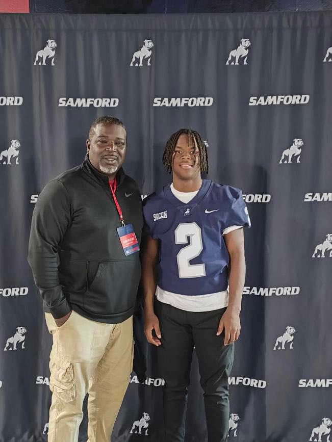 FavianWilliford's tweet photo. Had a great time visiting @SamfordFootball today. Thank you @RickyTurner19 for inviting me. Looking forward to visiting again! #BUILTWILLIFORDTOUGH https://t.co/ddfcZKaGQn