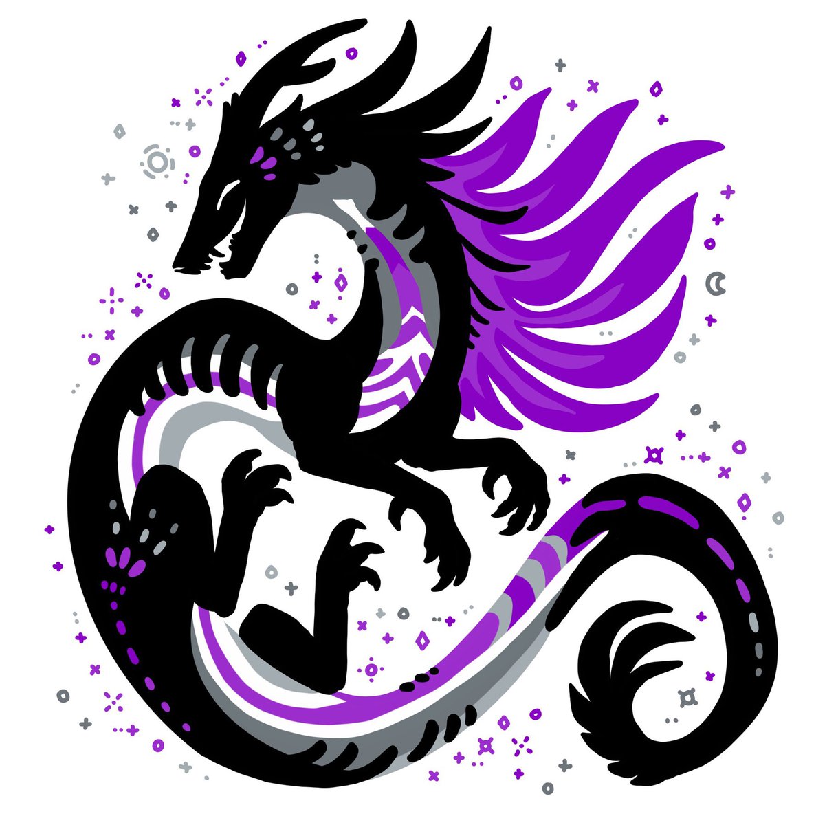 Happy #InternationalAceDay! Here are some ace dragons 💜🖤🤍