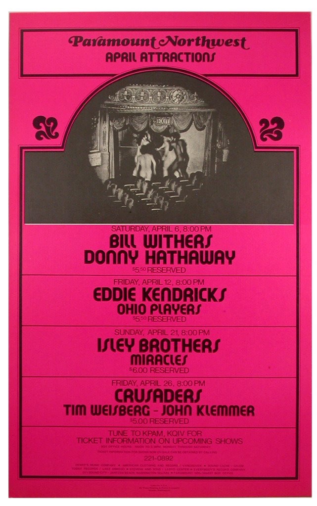 OTD 💥💥💥💥💥

April 6, 1974 Paramount Northwest Theatre, Portland, OR

#BillWithers #DonnyHathaway